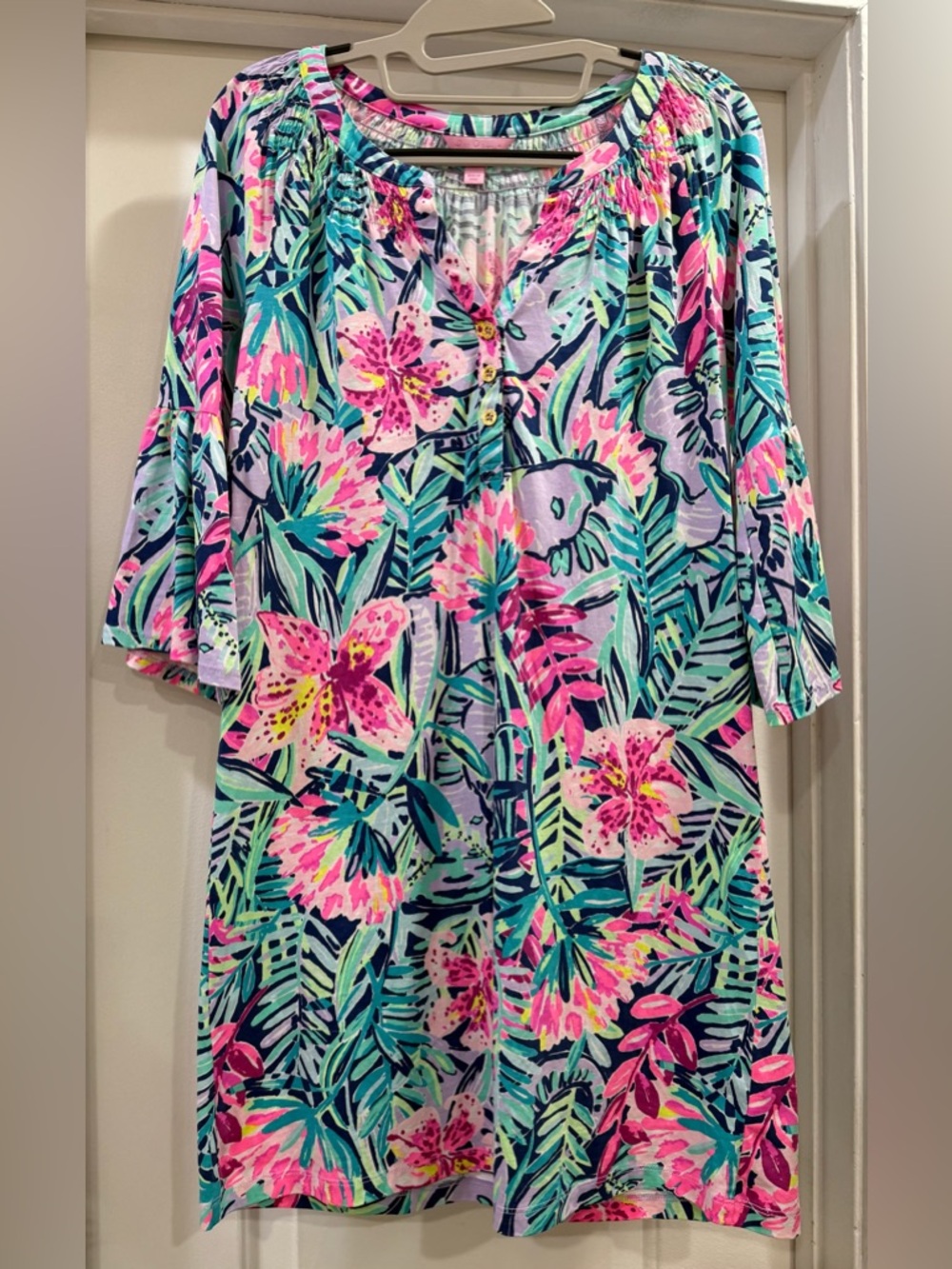 Lilly Pulitzer Teigen Tunic Dress Slathouse Soiree Print Pima Cotton Size XS